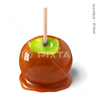 Homemade Caramel Apple on a white Background. Realistic vector, 3d illustration Homemade Caramel Apple on a white Background. Realistic vector, 3d illustration 87604745