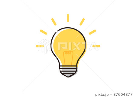 ピカっと光る豆電球：アイデア・ひらめきのイメージ素材 87604877