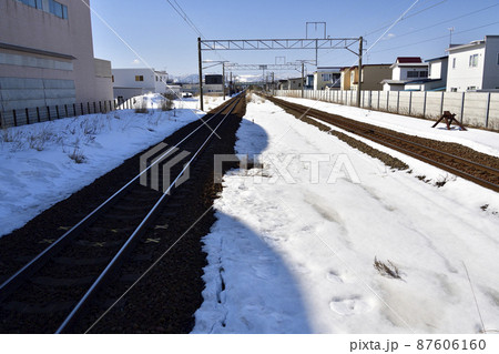早春の北海道北斗市で道南いさりび鉄道七重浜駅の風景を撮影 早春の北海道北斗市で道南いさりび鉄道七重浜駅の風景を撮影 87606160