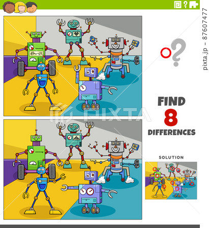differences educational task with robots fantasy characters 87607477