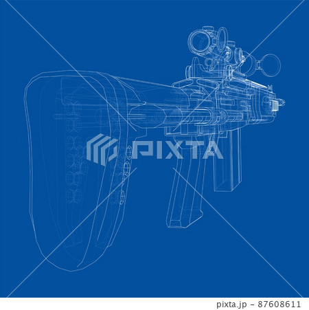 Machine Gun. Vector rendering of 3d 87608611