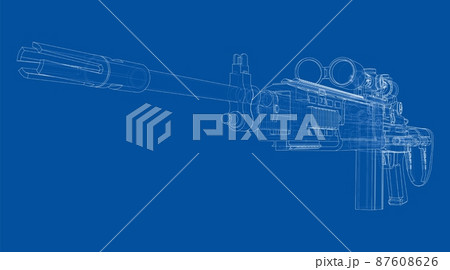 Machine Gun. Vector rendering of 3d 87608626
