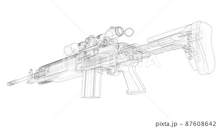 Machine Gun. Vector rendering of 3d 87608642