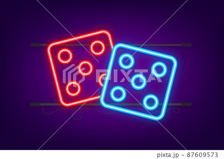 Dice neon icon. Game dice, cubes. Casino and betting. Vector stock illustration. Dice neon icon. Game dice, cubes. Casino and betting. Vector stock illustration. 87609573