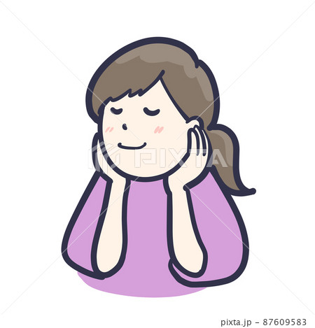 にんまりする女性のイラスト にんまりする女性のイラスト 87609583