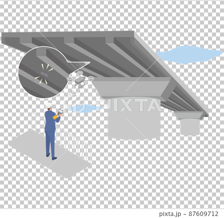 一名男子用無人機在高空檢查設備（橋樑）的安全性 87609712