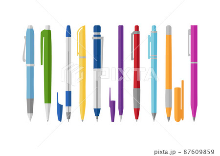 Collection of different pens, flat style, vector illustration Collection of different pens, flat style, vector illustration 87609859