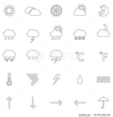 Set of contours of weather icons, vector illustration 87610018