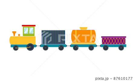 Bright toy train, vector illustration 87610177
