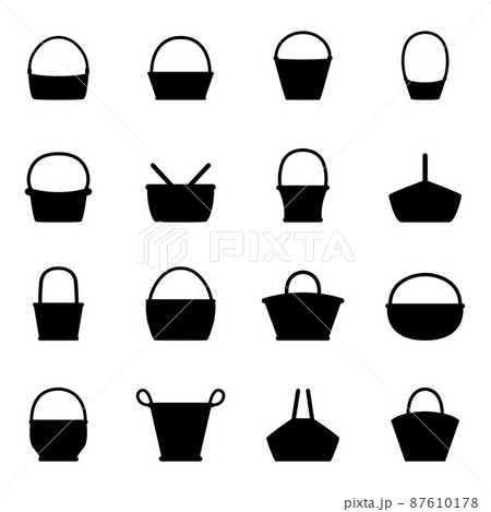 Set of silhouettes of wicker baskets, vector illustration 87610178