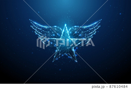 Abstract low poly blue star with wings 87610484