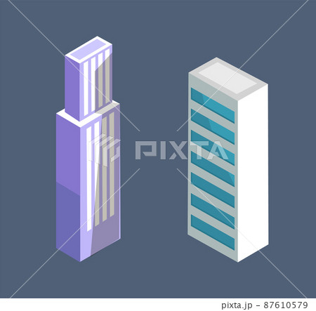 Modern Isometric Building Skyscraper Design Vector 87610579