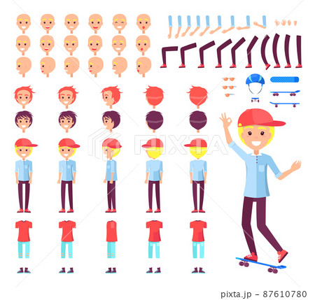 Skater Boy Constructor Set Vector Illustration Skater Boy Constructor Set Vector Illustration 87610780