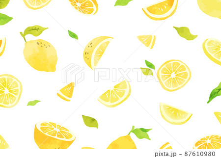 爽やかで綺麗な水彩のレモンの背景イラストのイラスト素材