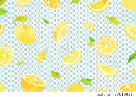 清新美麗的水彩檸檬壁紙插畫 87610981