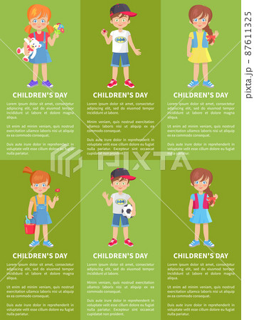 Childrens Day Web Banners with Boys and Girls Fun 87611325
