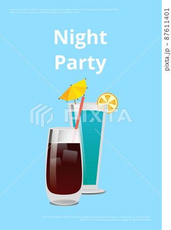 Night Party Drinks Promo Poster with Cocktail Night Party Drinks Promo Poster with Cocktail 87611401
