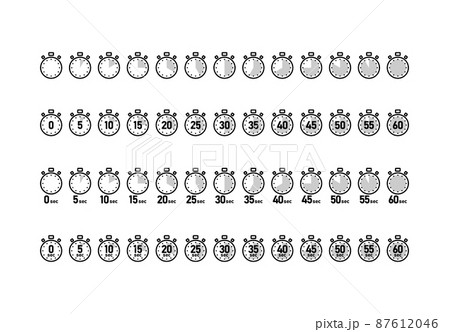 5秒刻みのストップウォッチのベクターイラストアイコンセット 87612046