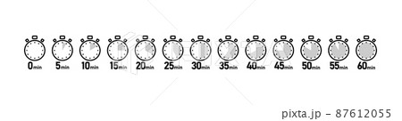 5分刻みのタイマー時計のベクターイラストアイコンセット 87612055