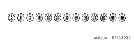 5分刻みのタイマー時計のベクターイラストアイコンセット 5分刻みのタイマー時計のベクターイラストアイコンセット 87612059