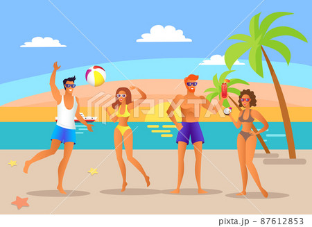 Summer People Communicating Vector Illustration 87612853