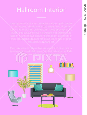 Hallroom Interior Banner, Vector Illustration 87612856