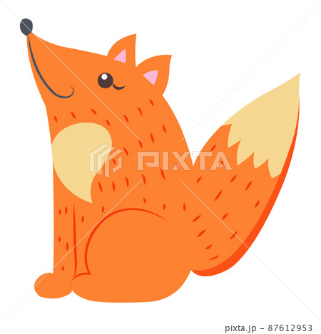 Cute Fox Cartoon Flat Vector Sticker or Icon 87612953