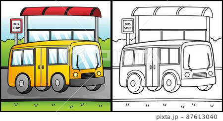 Bus Coloring Page Vehicle Illustration 87613040