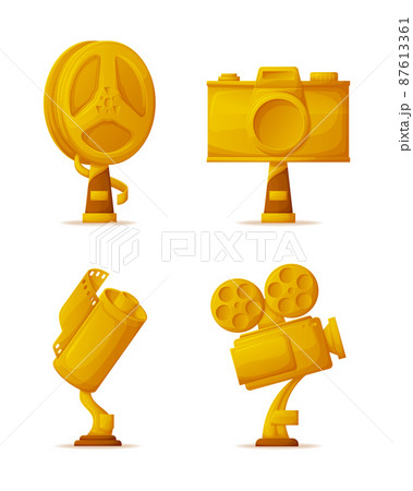 Photo and Video Camera Shape Gold Awards or Prizes Photo and Video Camera Shape Gold Awards or Prizes 87613361