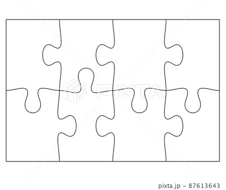 Blank Jigsaw Puzzle 8 pieces. Simple line art style for printing and web. Stock illustration 87613643