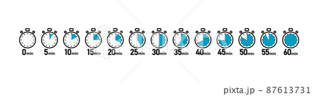 5分刻みのタイマー時計のベクターイラストアイコンセット 87613731