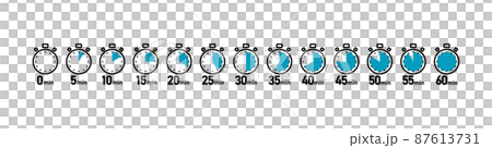 5分刻みのタイマー時計のベクターイラストアイコンセット 87613731