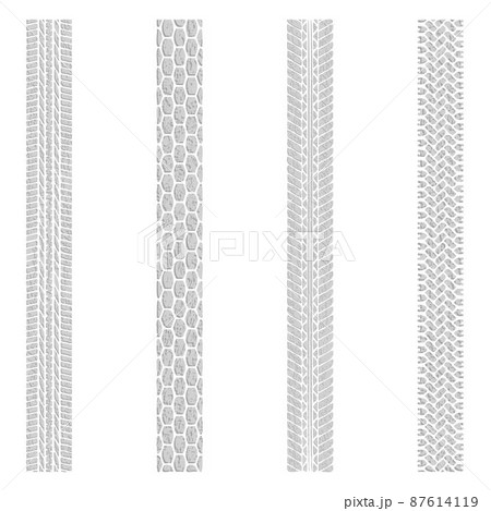 Tire tracks grunge layers silhouettes set 87614119