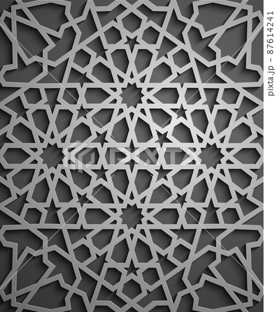 Islamic ornament vector , persian motiff . 3d ramadan islamic round pattern elements . Geometric circular ornamental arabic symbol vector . 87614241