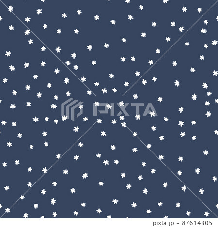 Winter seamless pattern with white snowflakes on blue background. Vector illustration for fabric, textile wallpaper, posters, gift wrapping paper. Christmas vector illustration. 87614305