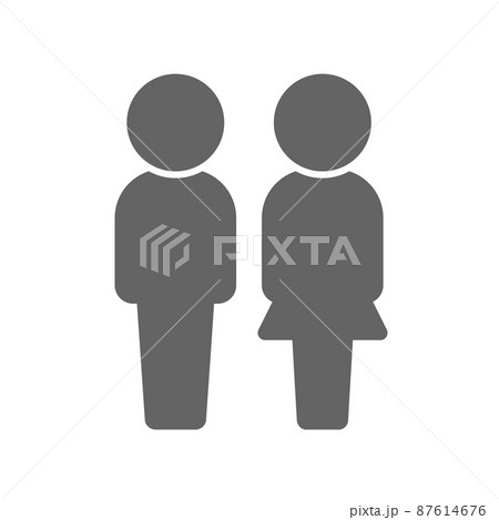 立っている男女2人のアイコン ピクトグラム カップル 夫婦 父母 トイレのイメージ素材のイラスト素材