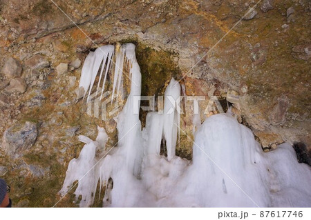ツララ　つらら　氷柱　滝沢の不動滝　不動大滝　群馬県指定名勝　赤城山　爆布　滝　氷瀑 87617746