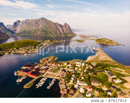 Fjord and mountains landscape. Lofoten islands Norway Fjord and mountains landscape. Lofoten islands Norway 87617813