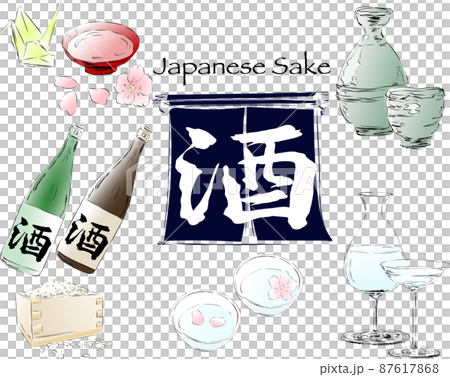花見と日本酒セット 87617868