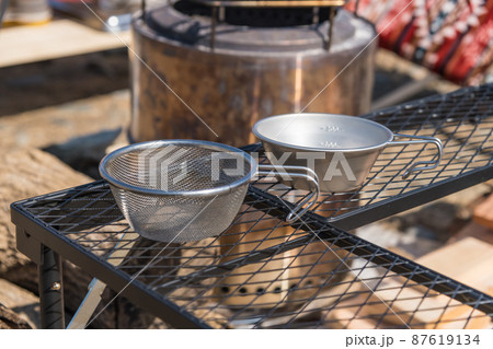 【中津川河川敷でオートキャンプ　シェラカップとソロストーブ】 87619134