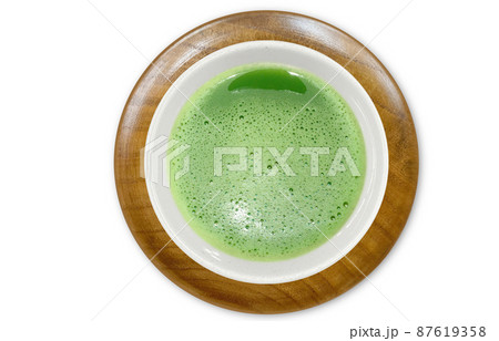 抹茶 粉末茶 湯呑み イラスト リアル 俯瞰 87619358
