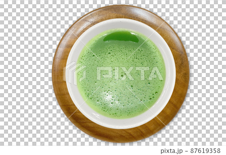 抹茶 粉末茶 湯呑み イラスト リアル 俯瞰 87619358