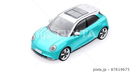 a cute little electric hatchback car. 3D illustration. 87619675