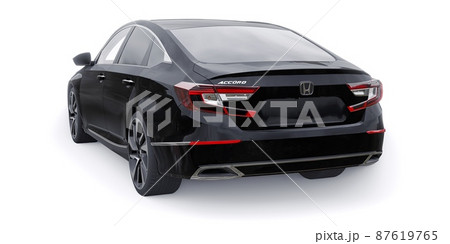Tula, Russia. January 30, 2022: Honda Accord 2020: Black large hybrid business sedan for work and family. 3D illustration 87619765