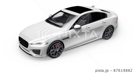 White Premium sports sedan. 3D illustration 87619882