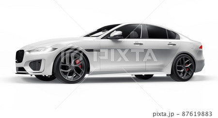 White Premium sports sedan. 3D illustration White Premium sports sedan. 3D illustration 87619883