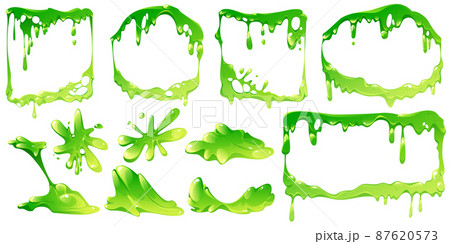 Green slime frames or elements isolated vector set 87620573
