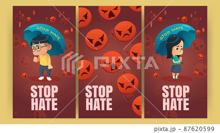Stop Hate posters with sad asian kids 87620599