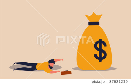 Entrepreneur loan and business collapse company. Mortgage dollar and economy problem vector illustration concept. Finance refuse and investor protection market. Crisis entrepreneurship and dollar Entrepreneur loan and business collapse company. Mortgage dollar and economy problem vector illustration concept. Finance refuse and investor protection market. Crisis entrepreneurship and dollar 87621239
