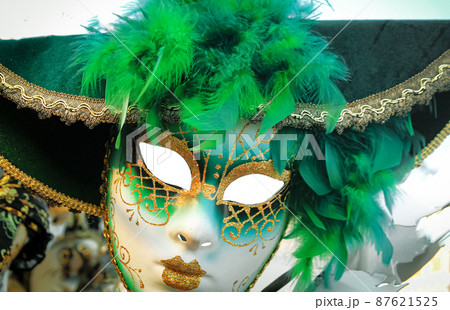 Bright venetian carnival masks, italy, masquerade in venice Bright venetian carnival masks, italy, masquerade in venice 87621525